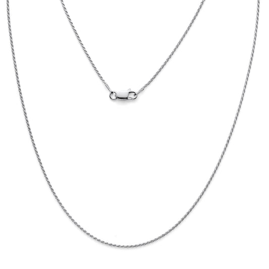 925 Sterling Silver Diamond Cut Rope Chain 1mm