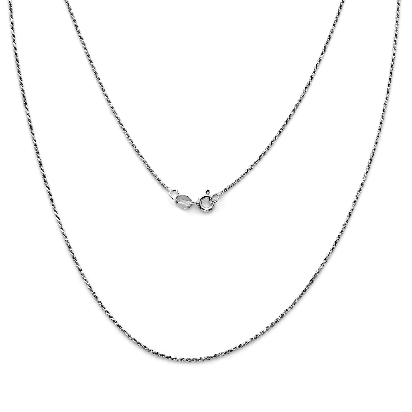 925 Sterling Silver Rope Chain Necklace 1mm