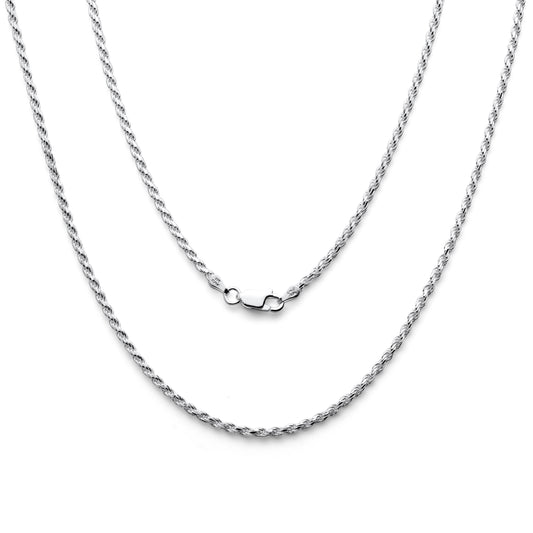 925 Sterling Silver Diamond Cut Rope Chain 2.4mm