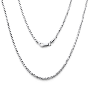 925 Sterling Silver Diamond Cut Rope Chain 2.6mm