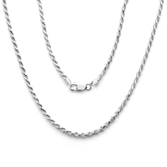 925 Sterling Silver Diamond Cut Rope Chain 3mm