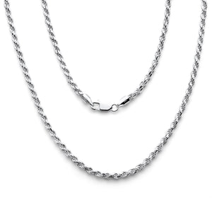 925 Sterling Silver Diamond Cut Rope Chain 4mm