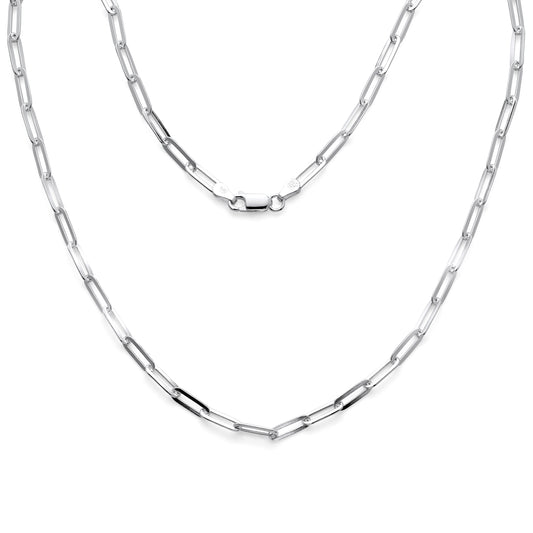 925 Sterling Silver Paperclip Chain 4mm