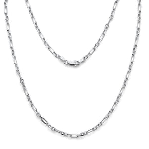 925 Sterling Silver Beveled Figaro Cable Link Chain 3.7mm