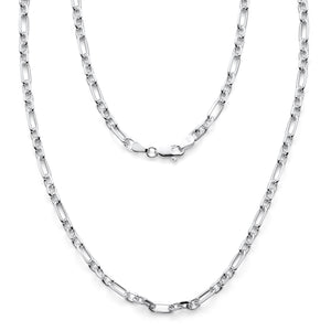 925 Sterling Silver Beveled Figaro Cable Link Chain 5mm