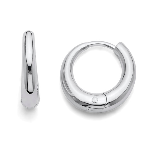 925 Sterling Silver Thick Hoop Earrings 15mm