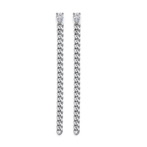 925 Sterling Silver Link Chain Drop Earrings 6x4mm