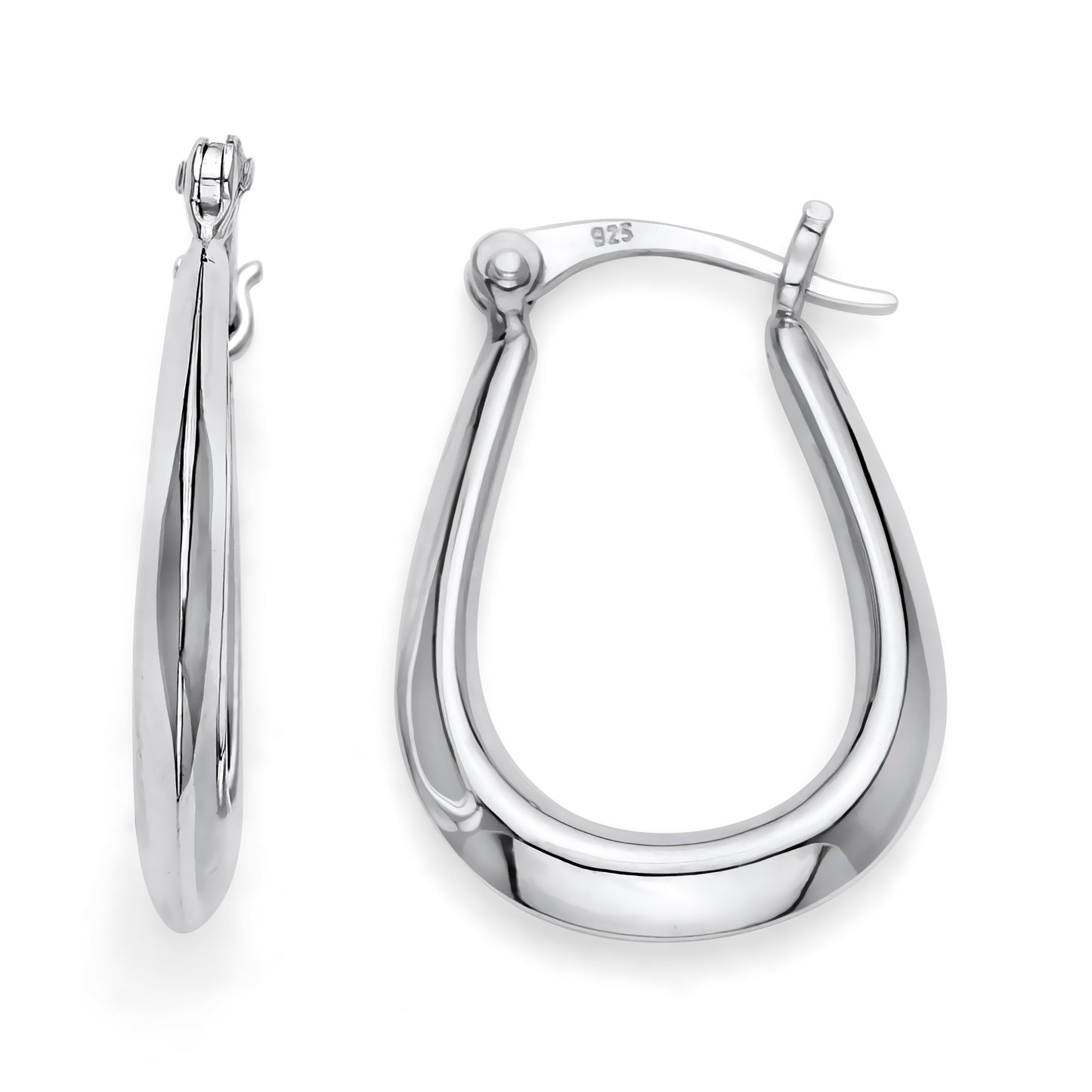 925 Sterling Silver Thin Tube Teardrop Hoop Earrings