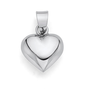 925 Sterling Silver High Polished Puffed Heart with 18" Box Chain