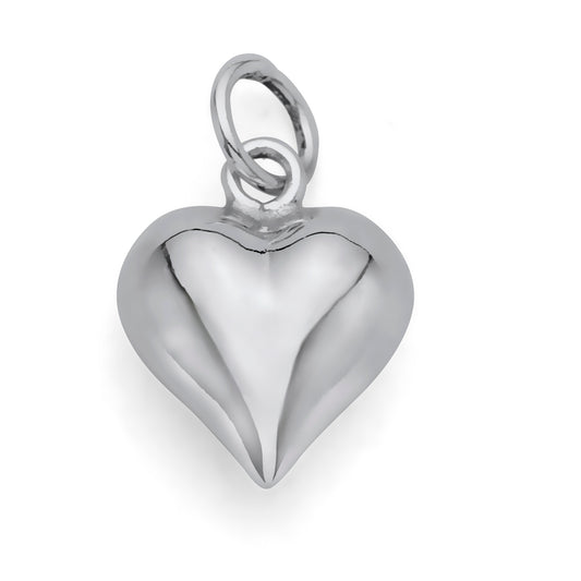 925 Sterling Silver High Polished Puffed Heart with Box Chain 18"