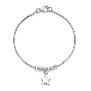 925 Sterling Silver Bracelet with Star Pendant 7"