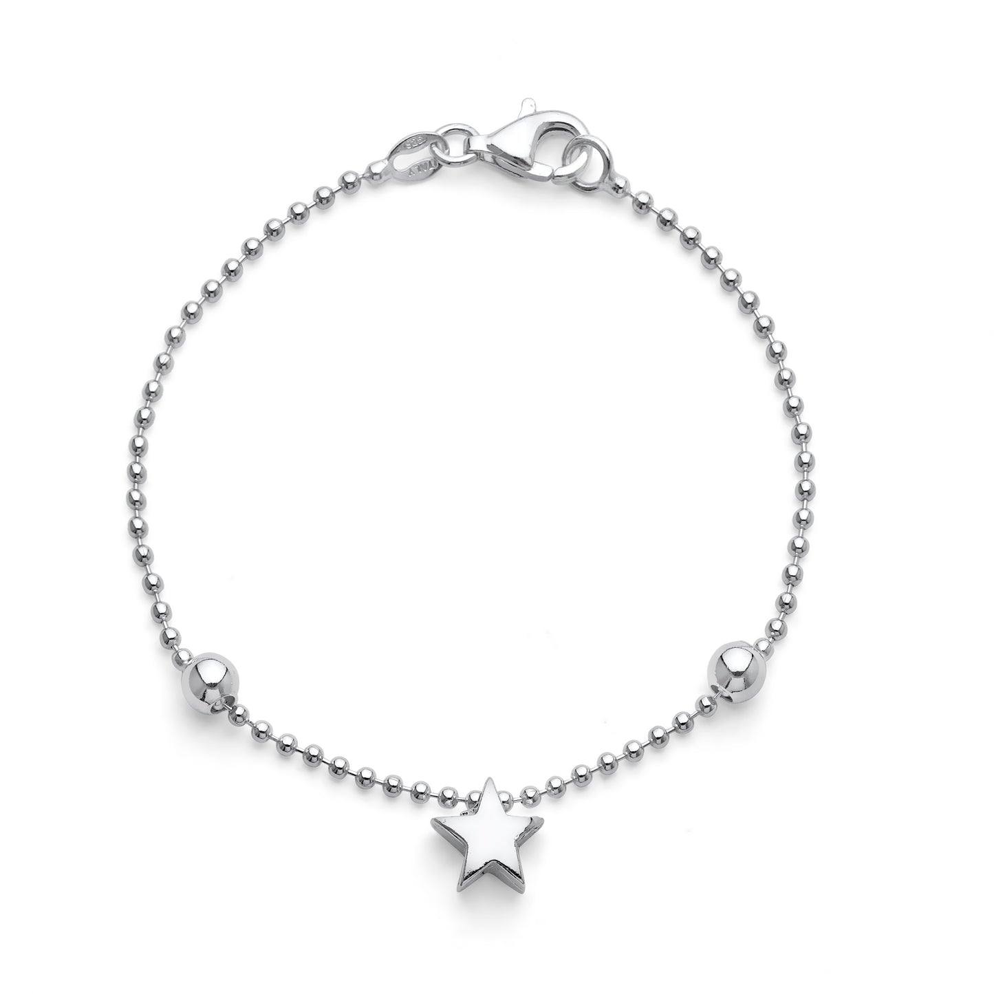 925 Sterling Silver Bracelet with Star Slide 7"