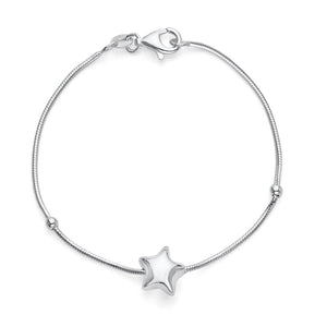 925 Sterling Silver Bracelet with Star Slide 7"