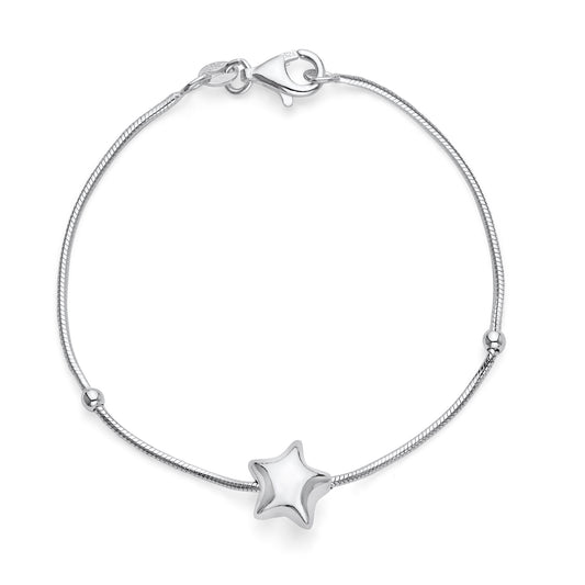 925 Sterling Silver Bracelet with Star Slide 7"