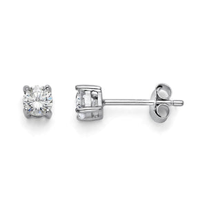 925 Sterling Silver Cubic Zirconia Stud Earrings Basket Setting 4mm