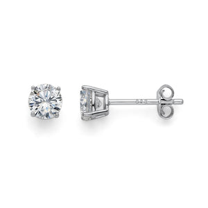 925 Sterling Silver Cubic Zirconia Stud Earrings Basket Setting 5mm