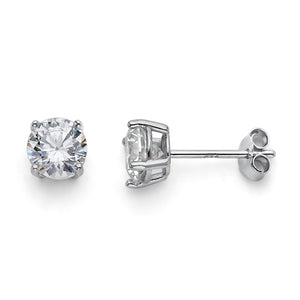 925 Sterling Silver Cubic Zirconia Stud Earrings Basket Setting 6mm