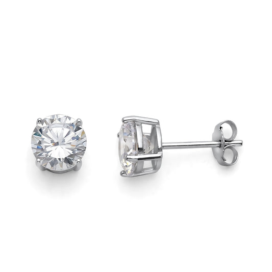 925 Sterling Silver Cubic Zirconia Stud Earrings 7mm