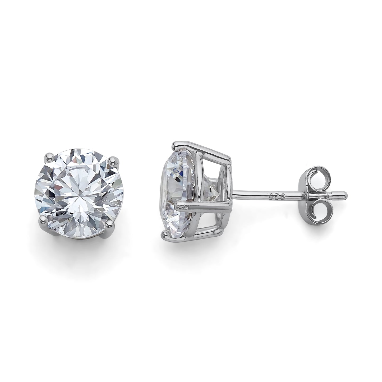 925 Sterling Silver Cubic Zirconia Stud Earrings 8mm